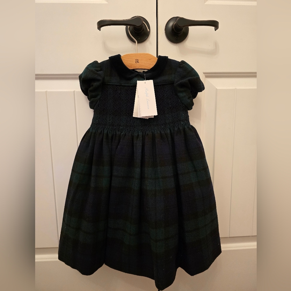 Plaid Kids Dress in Green and Blue